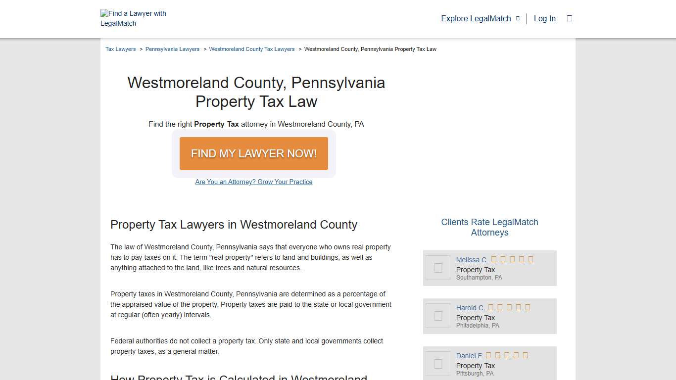 Westmoreland County, Pennsylvania Property Tax Law| LegalMatch Tax Lawyer Finder