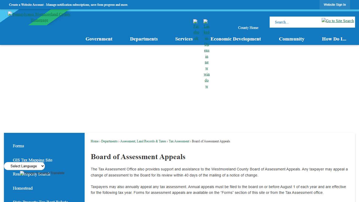 Board of Assessment Appeals | Westmoreland County, PA - Official Website